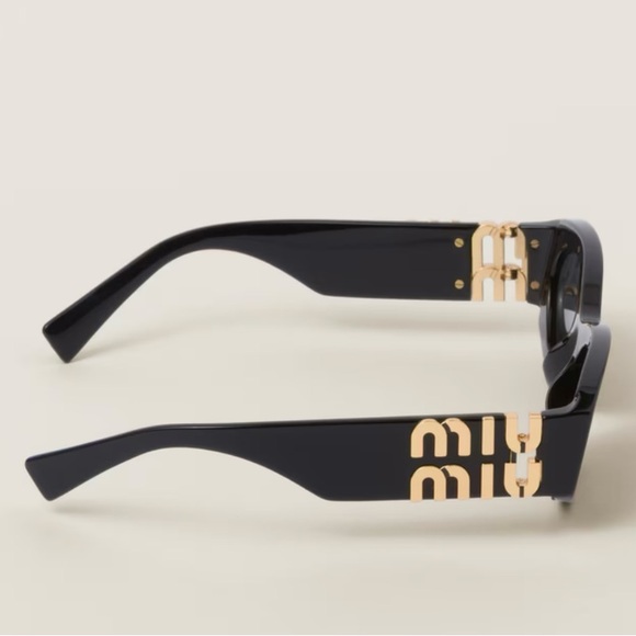 Miu Miu Black Sunglasses with Gold Detail - Picture 4 of 6